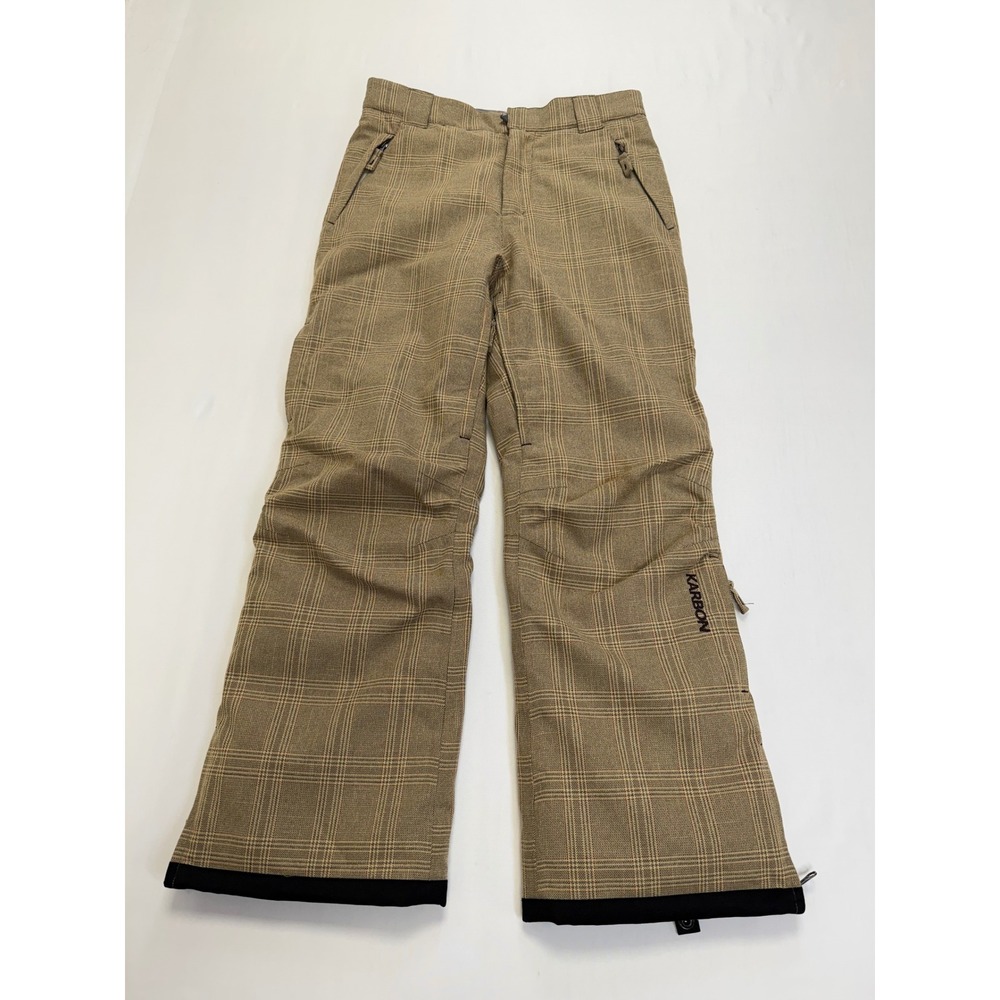 Karbon Women Tan Plaid Thermolite Insulated Snow Ski Pants Size 12 Regular‎